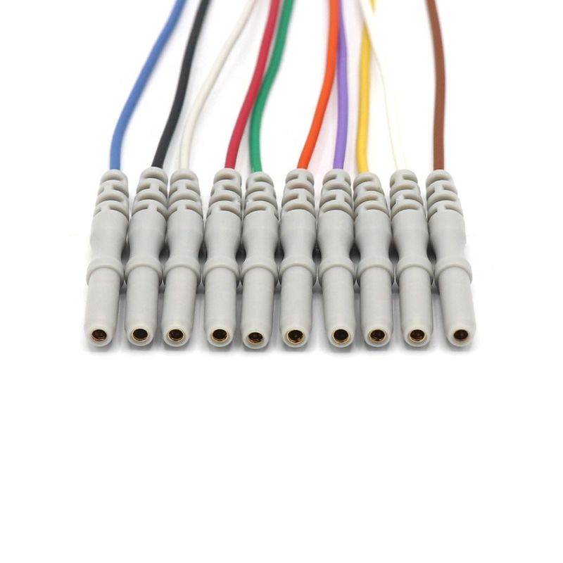 10 الرصاص لوازم مراقبة المرضى الأخرى كابل EEG Dia 1.5mm مع كوب مطلي بالذهب