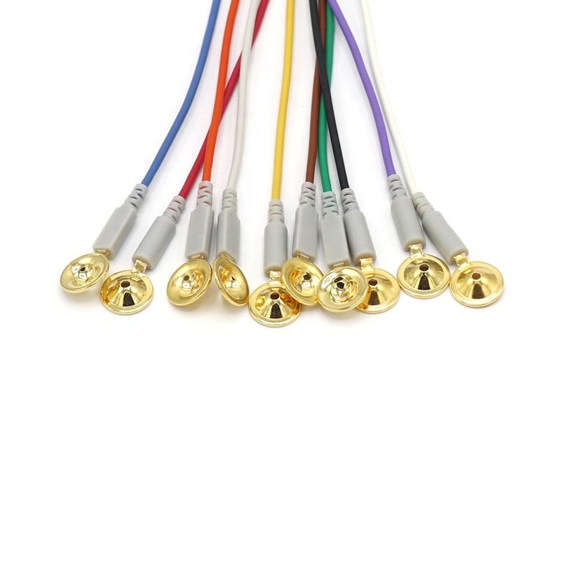 10 الرصاص لوازم مراقبة المرضى الأخرى كابل EEG Dia 1.5mm مع كوب مطلي بالذهب