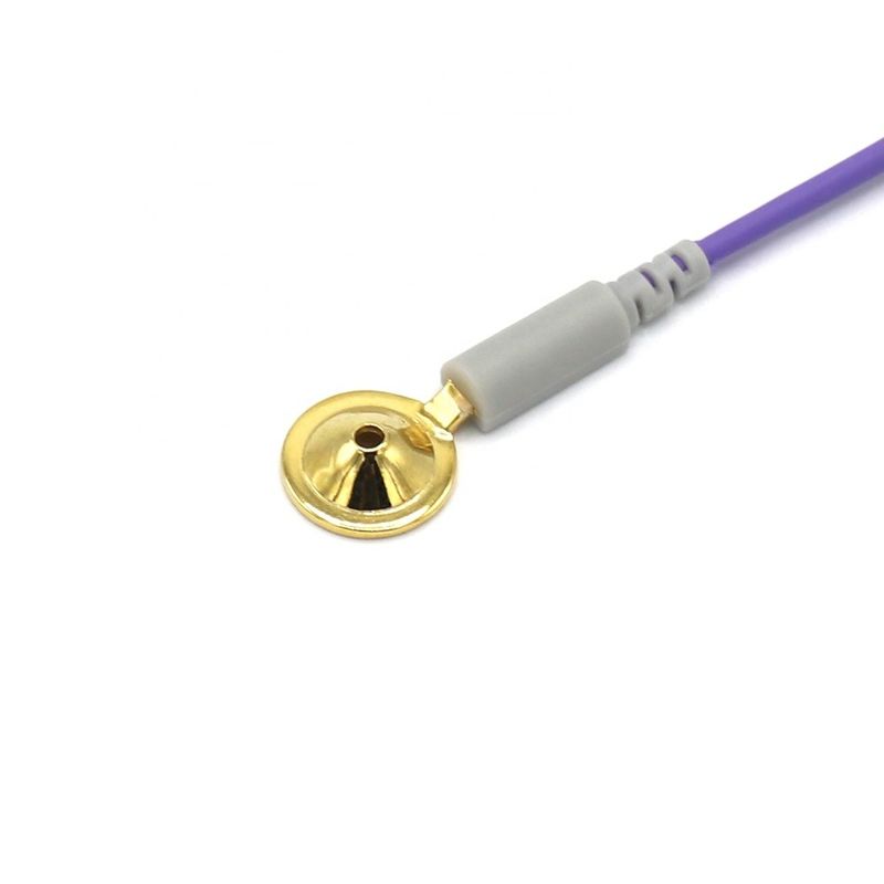 10 الرصاص لوازم مراقبة المرضى الأخرى كابل EEG Dia 1.5mm مع كوب مطلي بالذهب