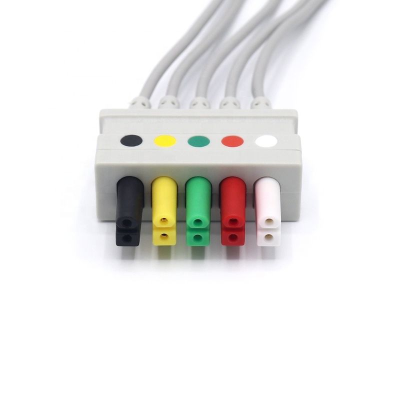 أسلاك رصاصية ثابتة للـ ECG خالية من اللاتكس ، 0012-00-1261-07 AHA IEC كابل ECG