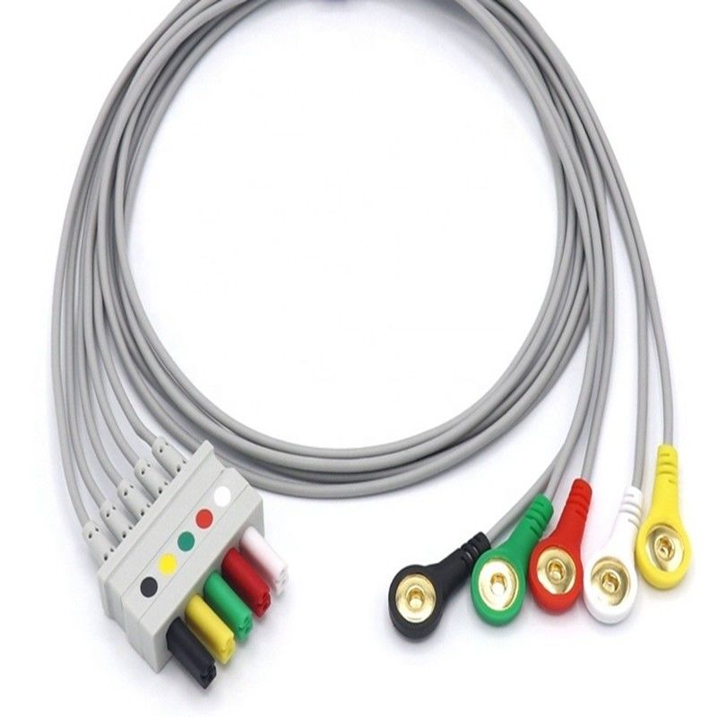 أسلاك رصاصية ثابتة للـ ECG خالية من اللاتكس ، 0012-00-1261-07 AHA IEC كابل ECG