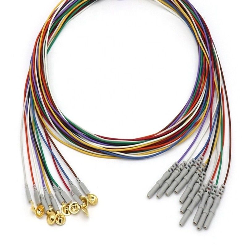 10 الرصاص لوازم مراقبة المرضى الأخرى كابل EEG Dia 1.5mm مع كوب مطلي بالذهب