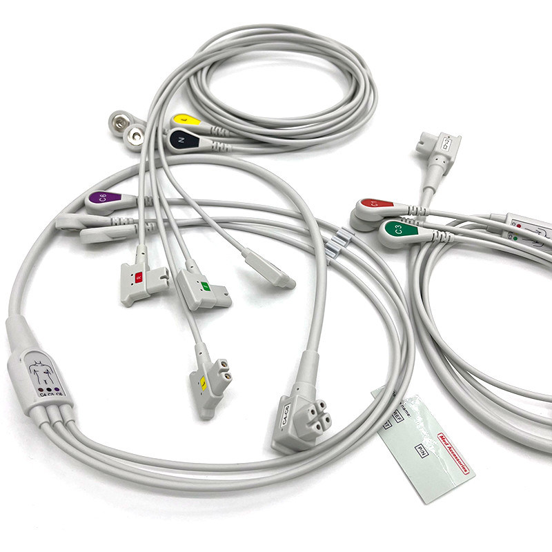 PH 10lead TC30 أسلاك الرصاص ECG مراقبة الكابل الرمادي اللون اللاتكس الحرة متعددة الوظائف