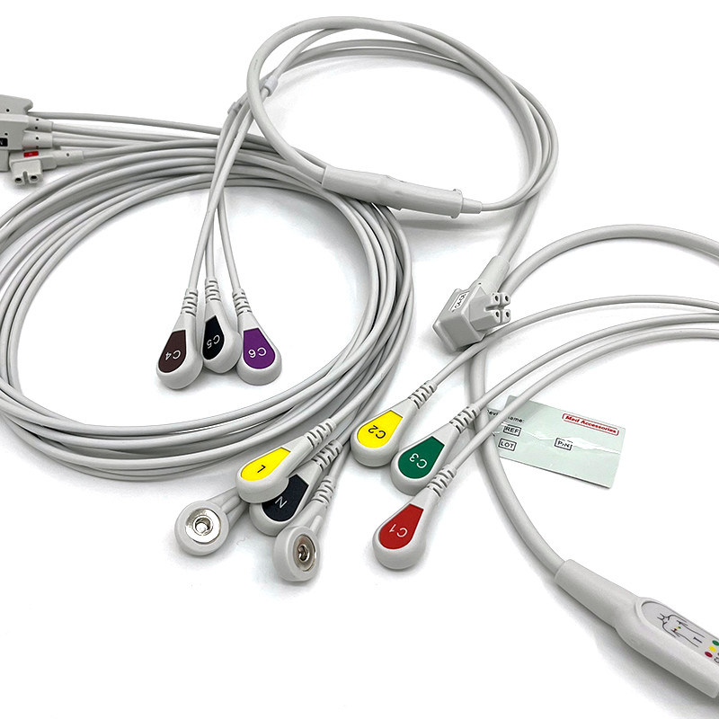 PH 10lead TC30 أسلاك الرصاص ECG مراقبة الكابل الرمادي اللون اللاتكس الحرة متعددة الوظائف