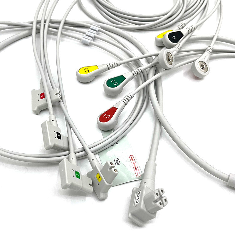 PH 10lead TC30 أسلاك الرصاص ECG مراقبة الكابل الرمادي اللون اللاتكس الحرة متعددة الوظائف