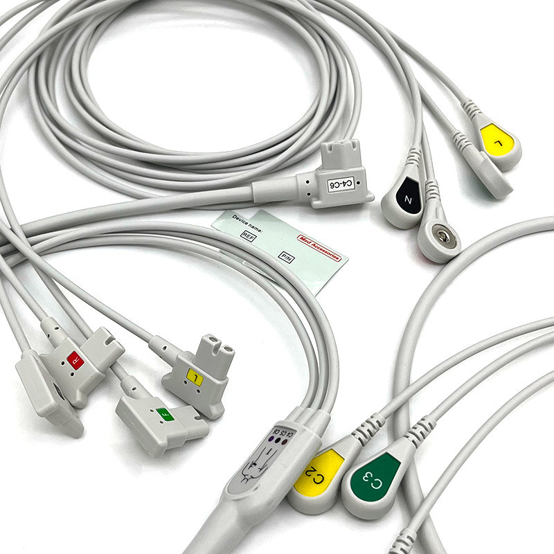 PH 10lead TC30 أسلاك الرصاص ECG مراقبة الكابل الرمادي اللون اللاتكس الحرة متعددة الوظائف