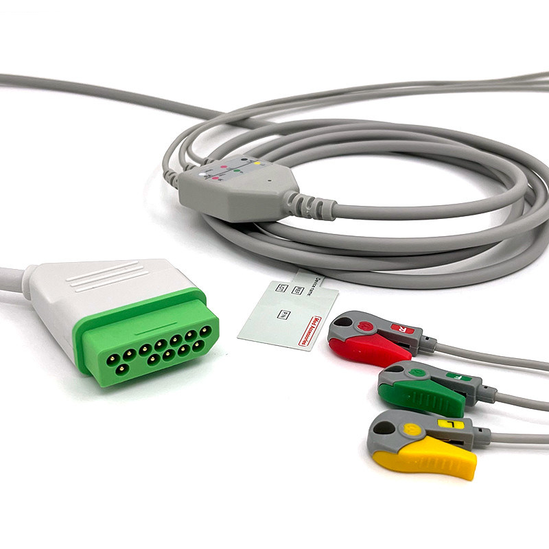 نيهون كوهدن 12pin ECG مراقب كابل رمادي لون لاتكس مجاني متعدد الوظائف
