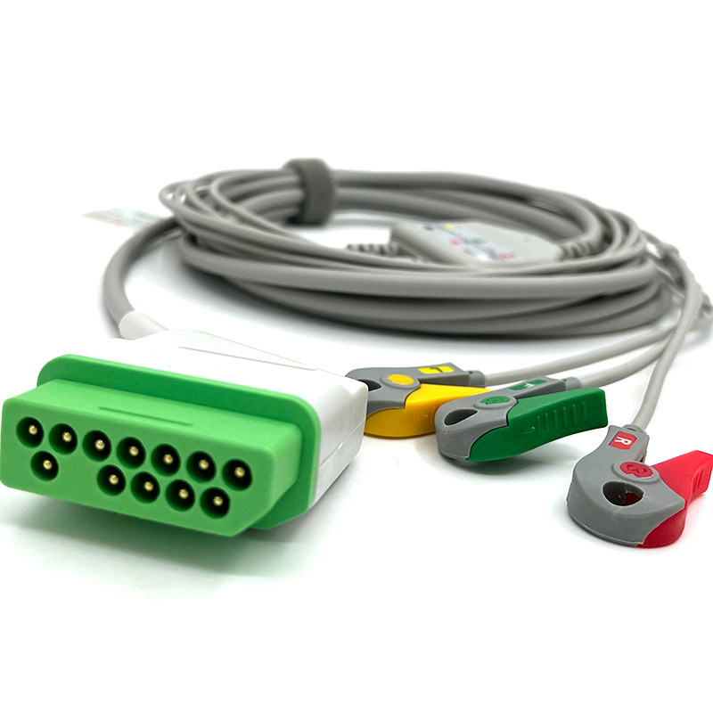 نيهون كوهدن 12pin ECG مراقب كابل رمادي لون لاتكس مجاني متعدد الوظائف