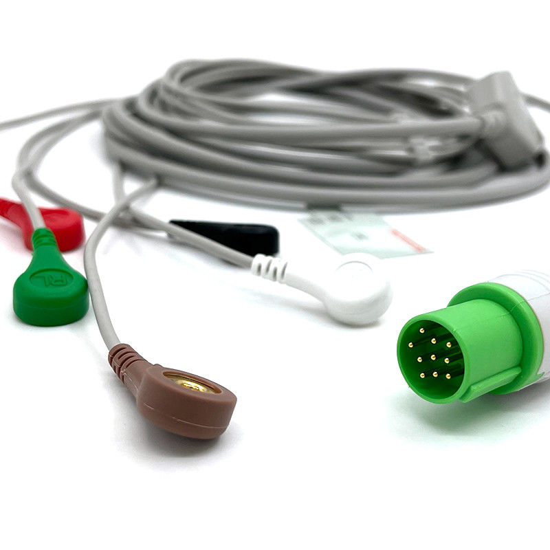 GE Helige 10 Pin ECG 5lead ECG Med Accessories Medical ECG Monitor كابل متعدد الأغراض 0.9m الحجم