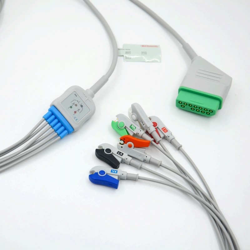 متوافقة نيهون كوهدن 12 دبوس 6 يؤدي كابل مراقبة ECG للمعدات الطبية