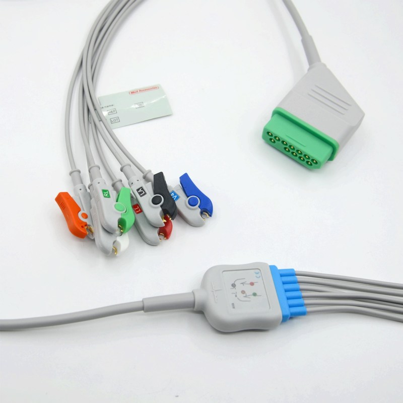 متوافقة نيهون كوهدن 12 دبوس 6 يؤدي كابل مراقبة ECG للمعدات الطبية