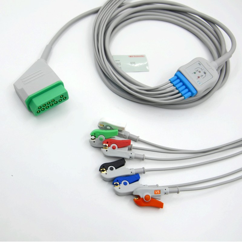متوافقة نيهون كوهدن 12 دبوس 6 يؤدي كابل مراقبة ECG للمعدات الطبية