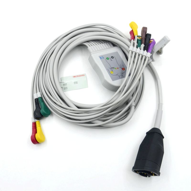 كابل وأسلاك تخطيط القلب الكهربائي (EKG) متوافقة مع معيار IEC من نوع السناب بـ 10 أقطاب من زول