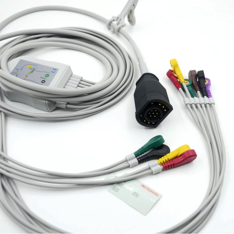 كابل وأسلاك تخطيط القلب الكهربائي (EKG) متوافقة مع معيار IEC من نوع السناب بـ 10 أقطاب من زول