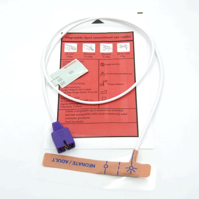 الملحقات الطبية الموردة النسيج الممتد متوافق مع Nellcor 9pin مستشعر SpO2 لمرة واحدة للطفل حديث الولادة / البالغ