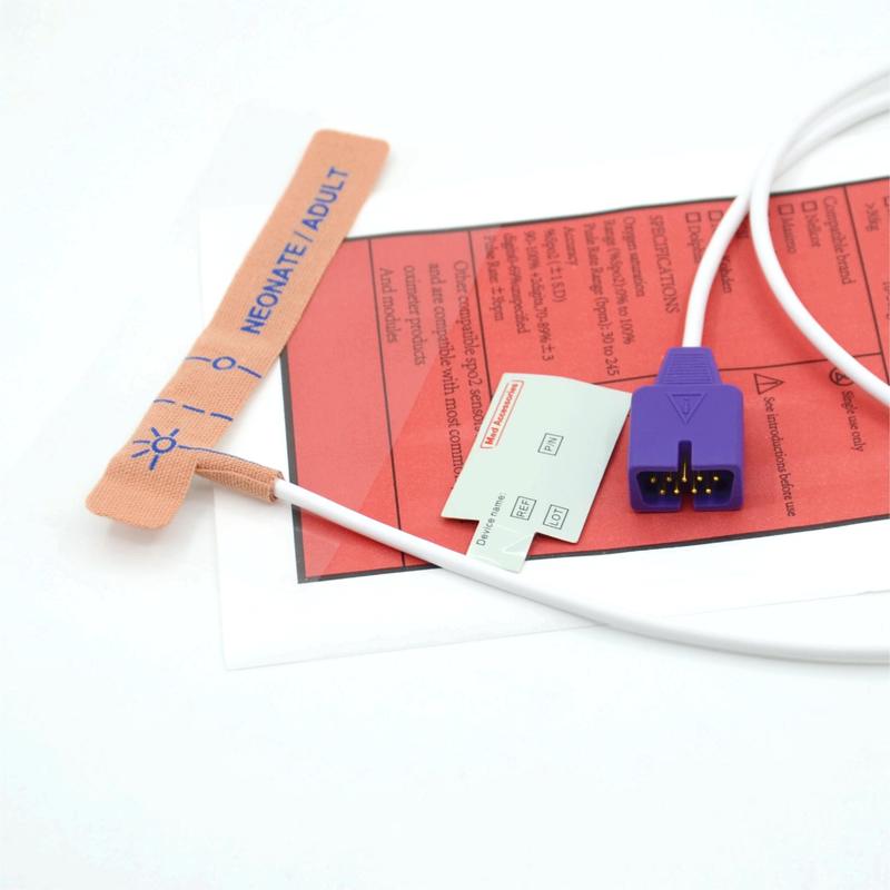 الملحقات الطبية الموردة النسيج الممتد متوافق مع Nellcor 9pin مستشعر SpO2 لمرة واحدة للطفل حديث الولادة / البالغ