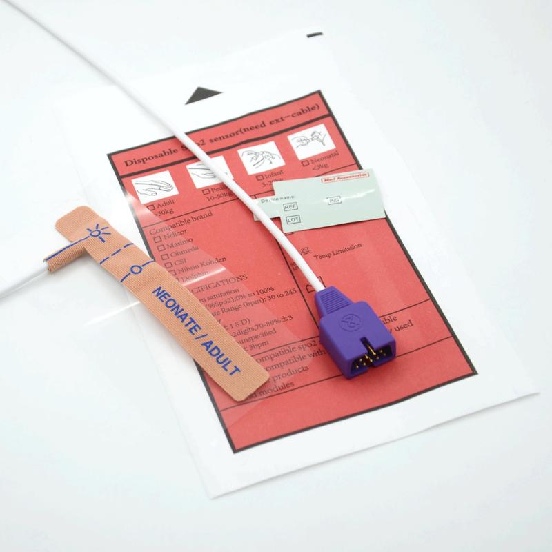 الملحقات الطبية الموردة النسيج الممتد متوافق مع Nellcor 9pin مستشعر SpO2 لمرة واحدة للطفل حديث الولادة / البالغ