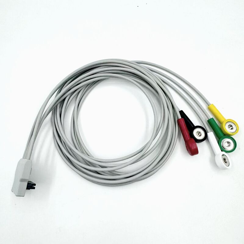 ملحقات طبية عالية الجودة RoHS معتمدة التشخيصية السيليكون IEC لون 5 رصاصات Grabber EKG ECG كابل متوافق BLT