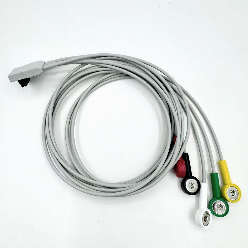 ملحقات طبية عالية الجودة RoHS معتمدة التشخيصية السيليكون IEC لون 5 رصاصات Grabber EKG ECG كابل متوافق BLT