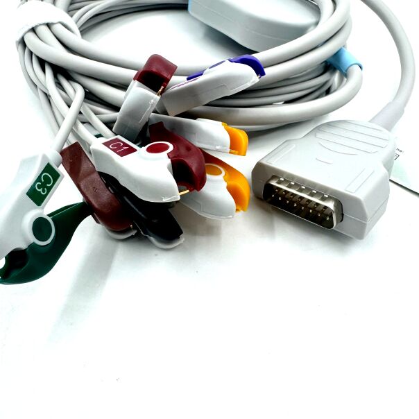 ملحقات طبية متوافقة كابل EKG 10 رصاص مع نهاية Grabber الطبية الصف TPU اللاتكس المستهلكات الطبية معتمدة RoHS