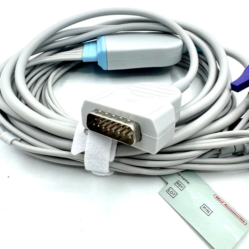 ملحقات طبية متوافقة كابل EKG 10 رصاص مع نهاية Grabber الطبية الصف TPU اللاتكس المستهلكات الطبية معتمدة RoHS