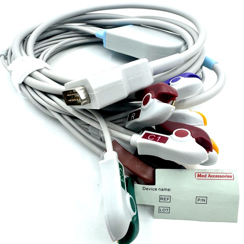 ملحقات طبية متوافقة كابل EKG 10 رصاص مع نهاية Grabber الطبية الصف TPU اللاتكس المستهلكات الطبية معتمدة RoHS