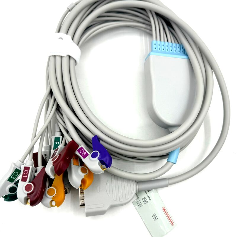 ملحقات طبية متوافقة كابل EKG 10 رصاص مع نهاية Grabber الطبية الصف TPU اللاتكس المستهلكات الطبية معتمدة RoHS