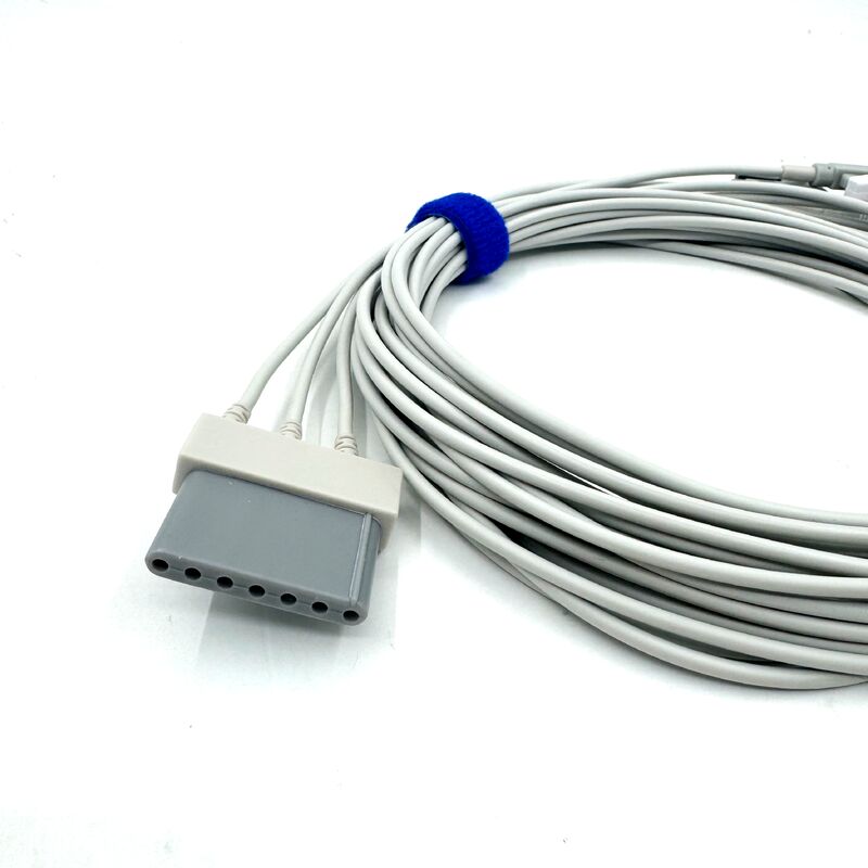 High Quality Med Accessories RoHS Certified Diagnostic Silicone IEC Color 3-Lead Grabber ECG Cable Leadwire