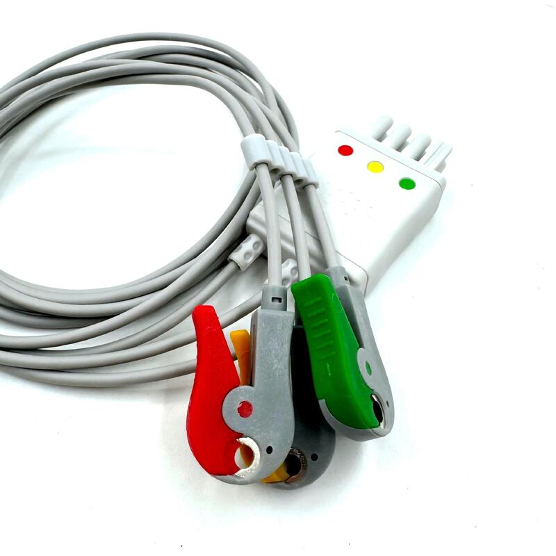 ملحقات طبية عالية الجودة نموذج اللون IEC RoHS معتمد 3-الرصاص Grabber ECG Leadwire متوافقة Nihon Kohden