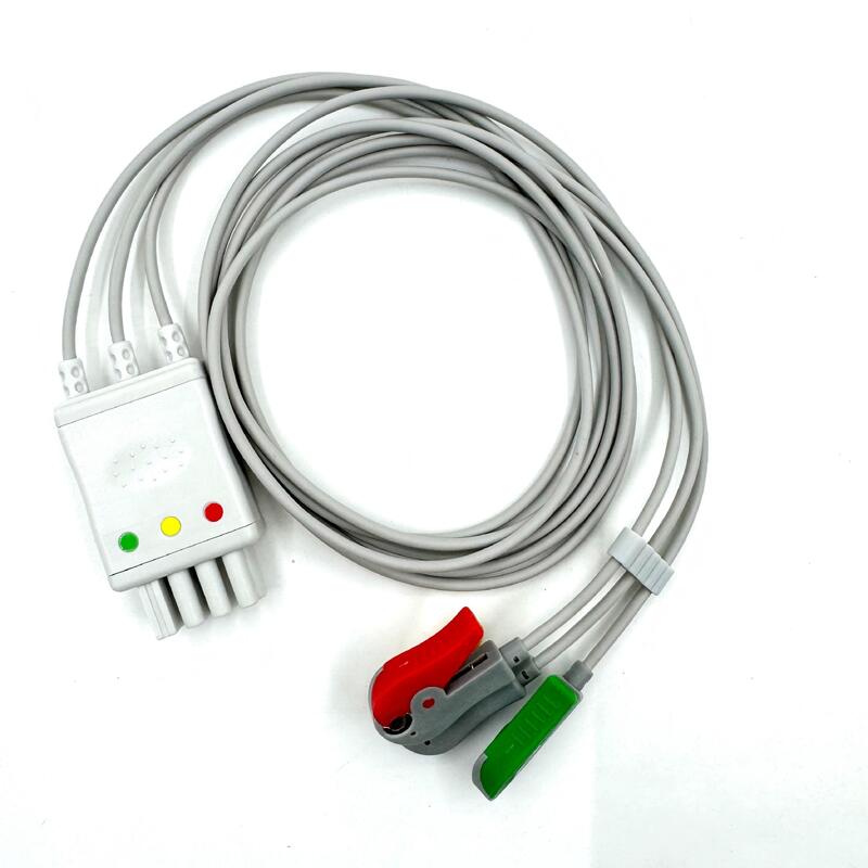 ملحقات طبية عالية الجودة نموذج اللون IEC RoHS معتمد 3-الرصاص Grabber ECG Leadwire متوافقة Nihon Kohden