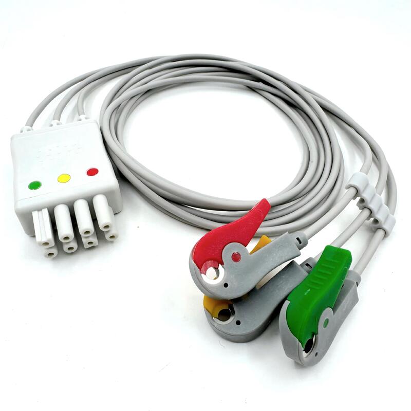 ملحقات طبية عالية الجودة نموذج اللون IEC RoHS معتمد 3-الرصاص Grabber ECG Leadwire متوافقة Nihon Kohden