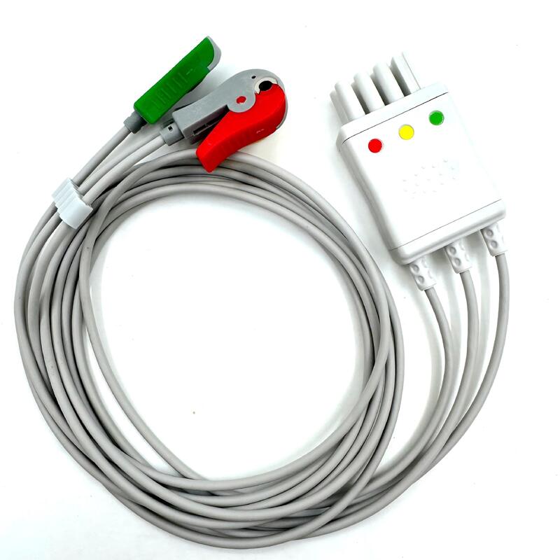 ملحقات طبية عالية الجودة نموذج اللون IEC RoHS معتمد 3-الرصاص Grabber ECG Leadwire متوافقة Nihon Kohden