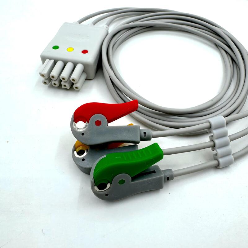 ملحقات طبية عالية الجودة نموذج اللون IEC RoHS معتمد 3-الرصاص Grabber ECG Leadwire متوافقة Nihon Kohden