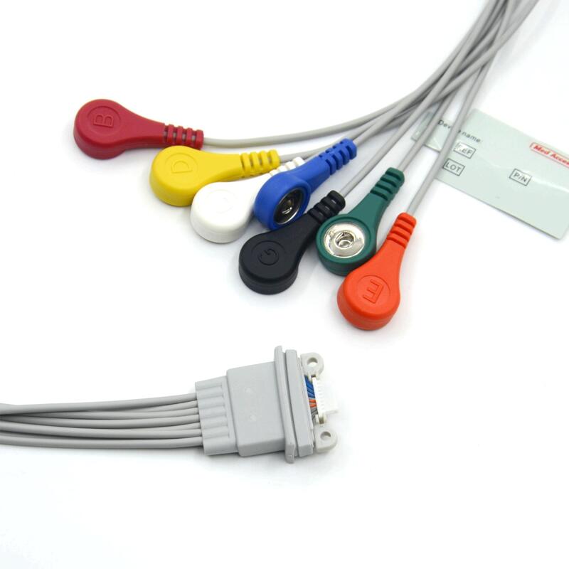 ملحقات Med 7-Leads TPU EKG كابل Snap Monitor ملحقات جهاز تشخيص طبي معتمد من ISO Class I متوافق مع Schille